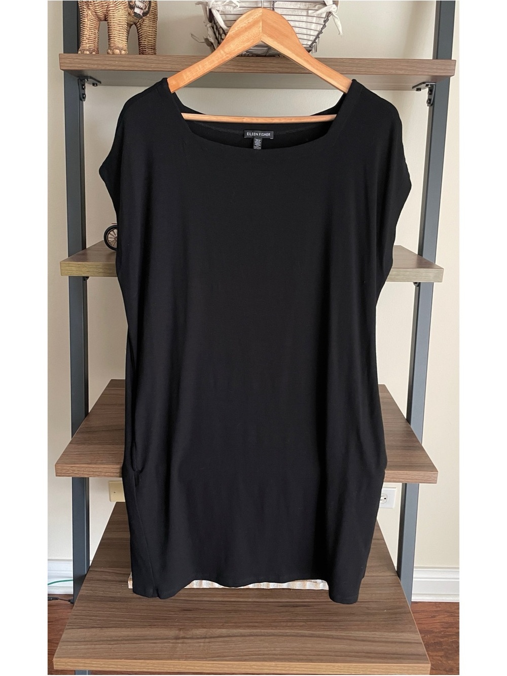 Eileen Fisher Casual Dress Black Pockets Size Medium